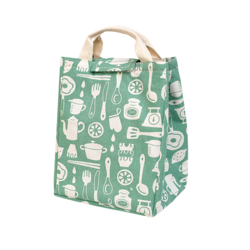 Canvas Reusable Lunch Box Portable Lunch Bag Tote Bag, Green, Tableware