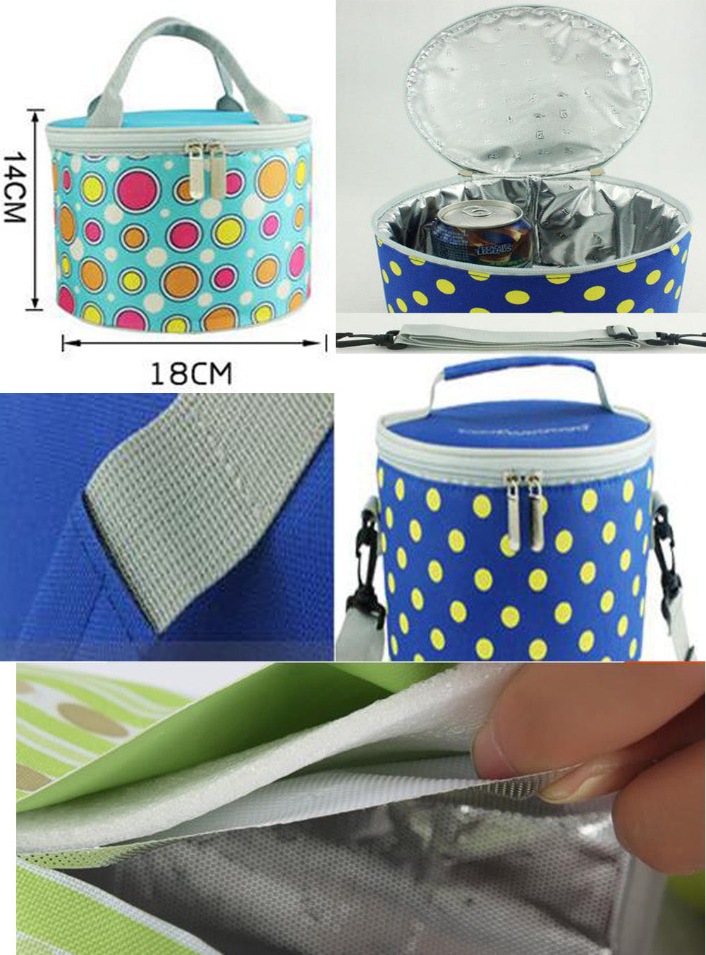 Round Durable Waterproof Lunch Bag Lunch Holder/Insulated Bag/Cooler Bag,#3
